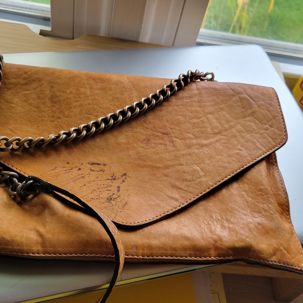 Caramel tan Italian leather crossbody or shoulder bag